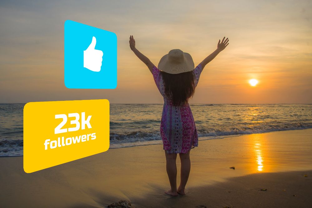 increase followers on social profile, girl on beach, improve following
